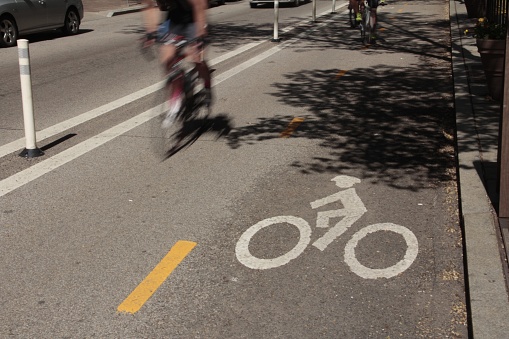 bicycle in downtown bike lane